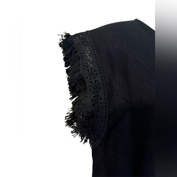 Anthropologie Steele. Linen Fringe Tie Neck Mini Dress - Picture 5 of 8